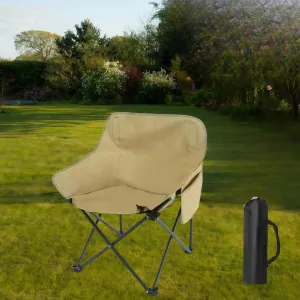 Folding Camping Chair, Lightweight Portable Lawn Chairs with Carry Bag, 600D Oxford Compact Outdoor Picnic Stool for Hiking, Beach, Fishing, and Market Stalls (Khaki)