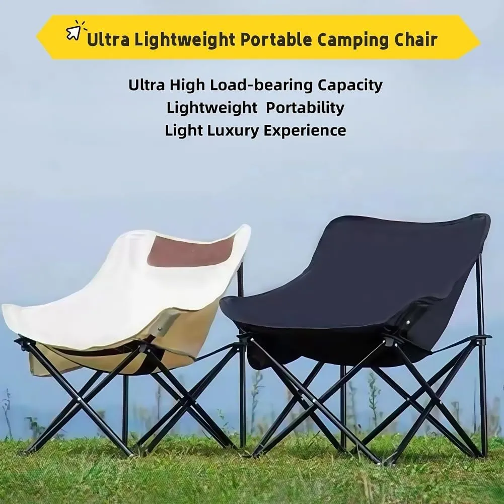 Folding Camping Chair, Lightweight Portable Lawn Chairs with Carry Bag, 600D Oxford Compact Outdoor Picnic Stool for Hiking, Beach, Fishing, and Market Stalls (Khaki)