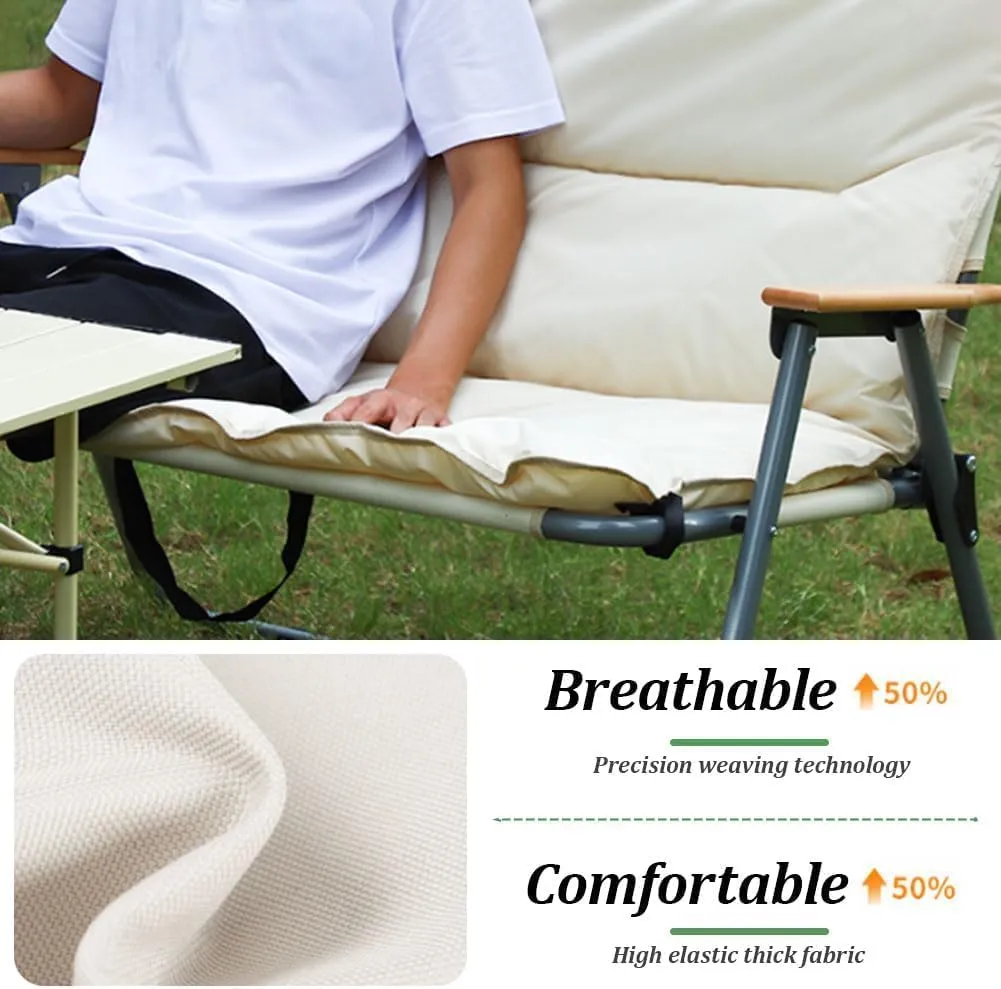 Folding Camping Chairs for Adults with Seat Cushion for Outdoor Camp with Portable Carrying Handle Support 300lbs for Beach, Travel, Outside Camping, Hiking Black