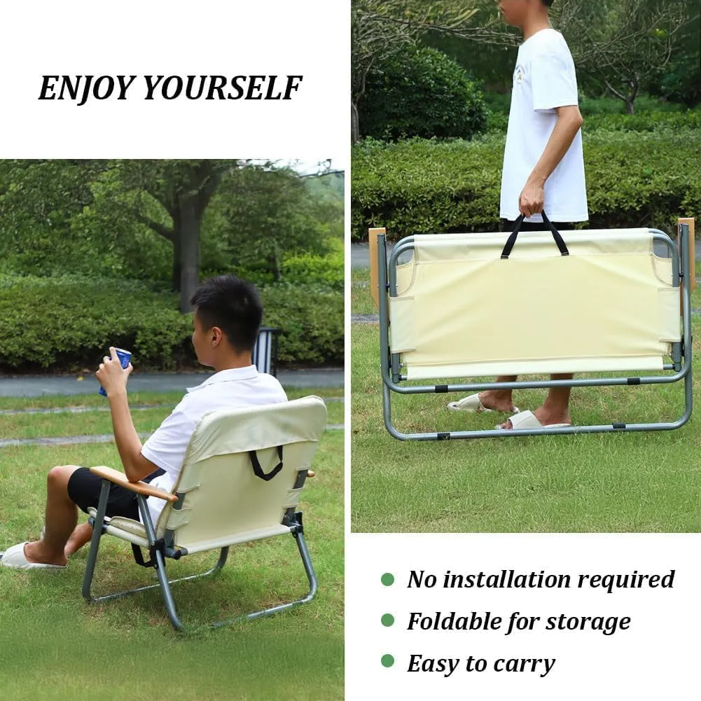 Folding Camping Chairs for Adults with Seat Cushion for Outdoor Camp with Portable Carrying Handle Support 300lbs for Beach, Travel, Outside Camping, Hiking Black