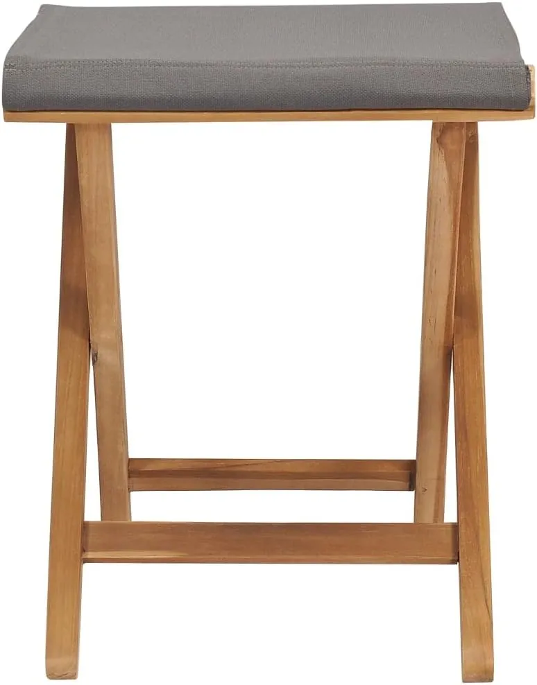 Folding Chairs 2 pcs Solid Teak Wood and Fabric Dark Gray Patio Furniture Outdoor Furniture Lounge Chair for Garden and Patio Foldable Teak Dining Chairs Comfortable Seating for Outdoor Use