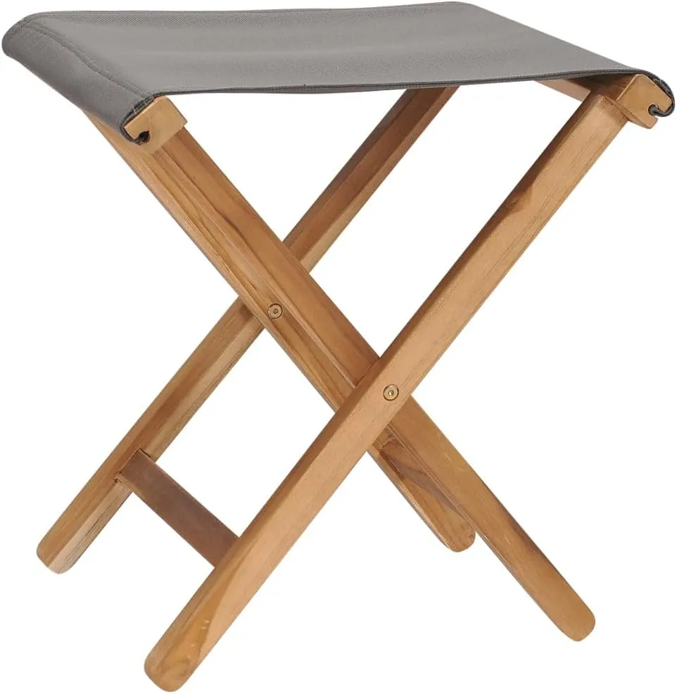 Folding Chairs 2 pcs Solid Teak Wood and Fabric Dark Gray Patio Furniture Outdoor Furniture Lounge Chair for Garden and Patio Foldable Teak Dining Chairs Comfortable Seating for Outdoor Use