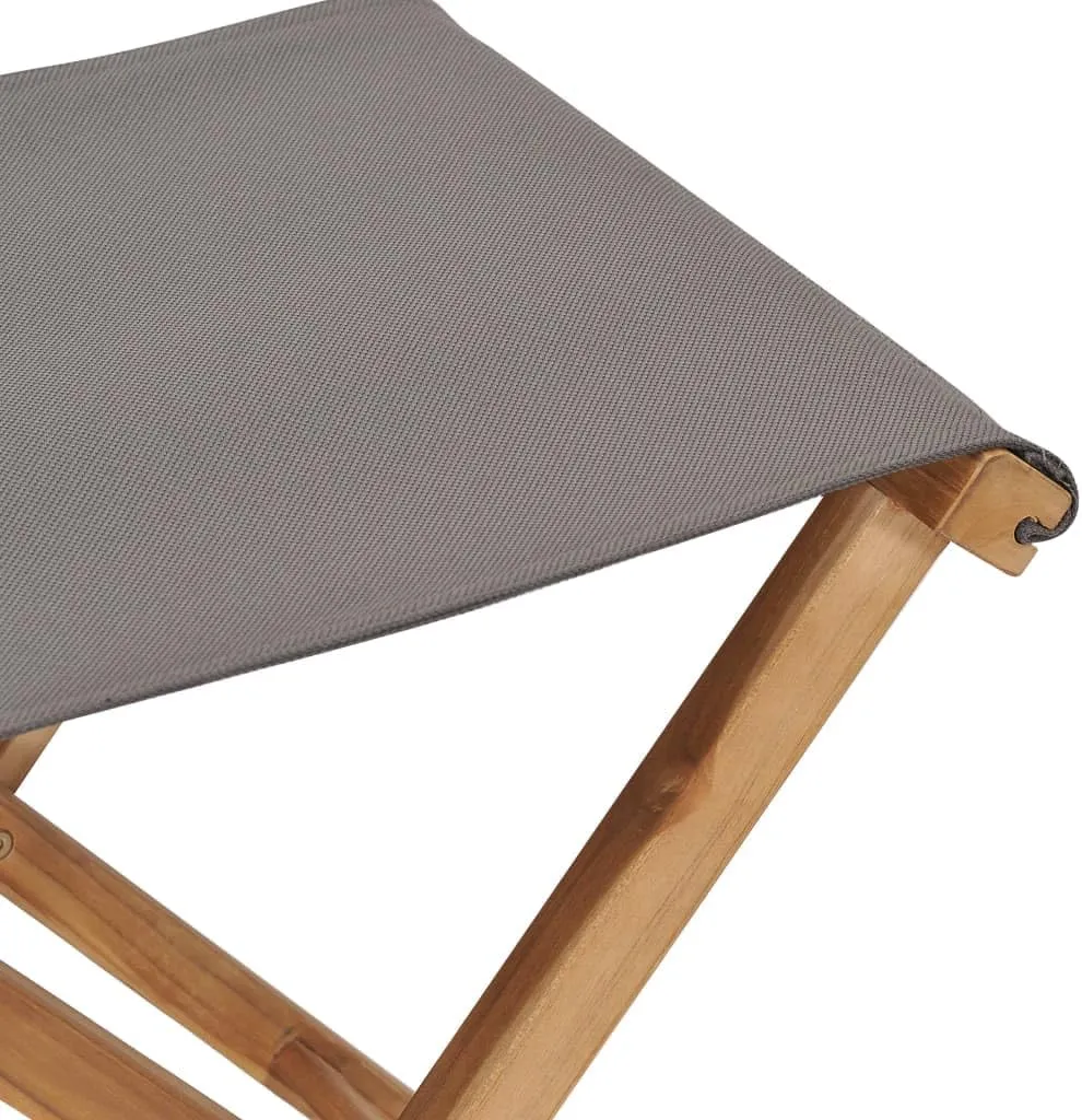 Folding Chairs 2 pcs Solid Teak Wood and Fabric Dark Gray Patio Furniture Outdoor Furniture Lounge Chair for Garden and Patio Foldable Teak Dining Chairs Comfortable Seating for Outdoor Use