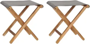 Folding Chairs 2 pcs Solid Teak Wood and Fabric Dark Gray Patio Furniture Outdoor Furniture Lounge Chair for Garden and Patio Foldable Teak Dining Chairs Comfortable Seating for Outdoor Use