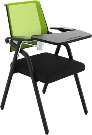 Folding Office Desk Chairs Stackable Conference Room Chair with Writing Pad Training Room Chair Guest Reception Meeting Chairs with Thickened Seat Cushion for Scshool Classroom