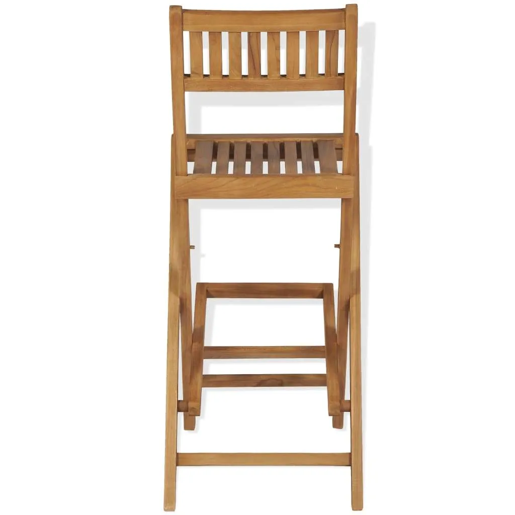 Folding Patio Bar Stools 2 pcs Solid Teak Wood