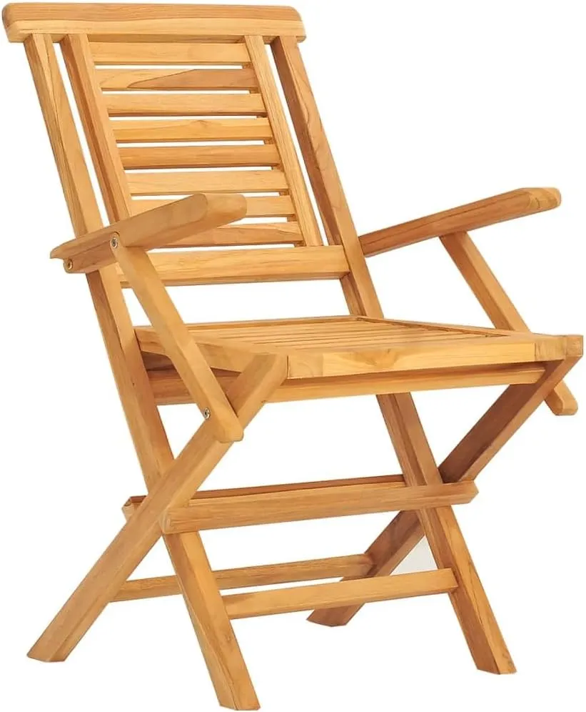 Folding Patio Chairs 2 Pcs 22"x24.8"x35.4" Solid Wood Teak Outdoor Furniture, Comfortable Lounge Accent Chairs for Patio, Lawn, Beach, Camping and Dining