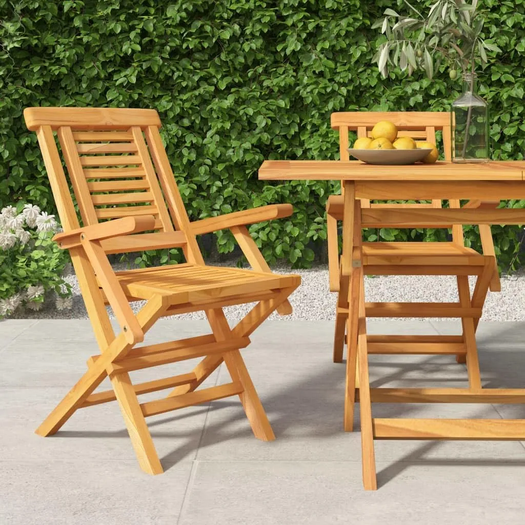 Folding Patio Chairs 2 Pcs 22"x24.8"x35.4" Solid Wood Teak Outdoor Furniture, Comfortable Lounge Accent Chairs for Patio, Lawn, Beach, Camping and Dining
