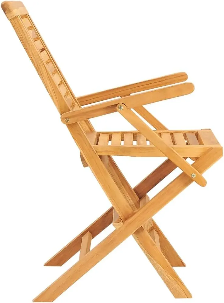 Folding Patio Chairs 2 Pcs 22"x24.8"x35.4" Solid Wood Teak Outdoor Furniture, Comfortable Lounge Accent Chairs for Patio, Lawn, Beach, Camping and Dining