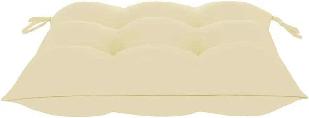 Folding Patio Chairs with Cushions 2 Pcs, Bamboo Outdoor Furniture Foldable Dining Chairs for Garden, Pool, Beach, Cream