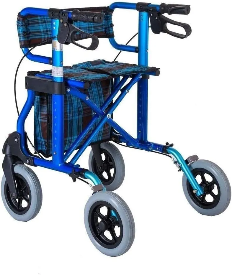 Folding Rollator Rollator Walker Mobility Rollators with Seat, Rollator Wheeled Walking Aid Foldable Adjustable Height with Brakes and Carry Bag
