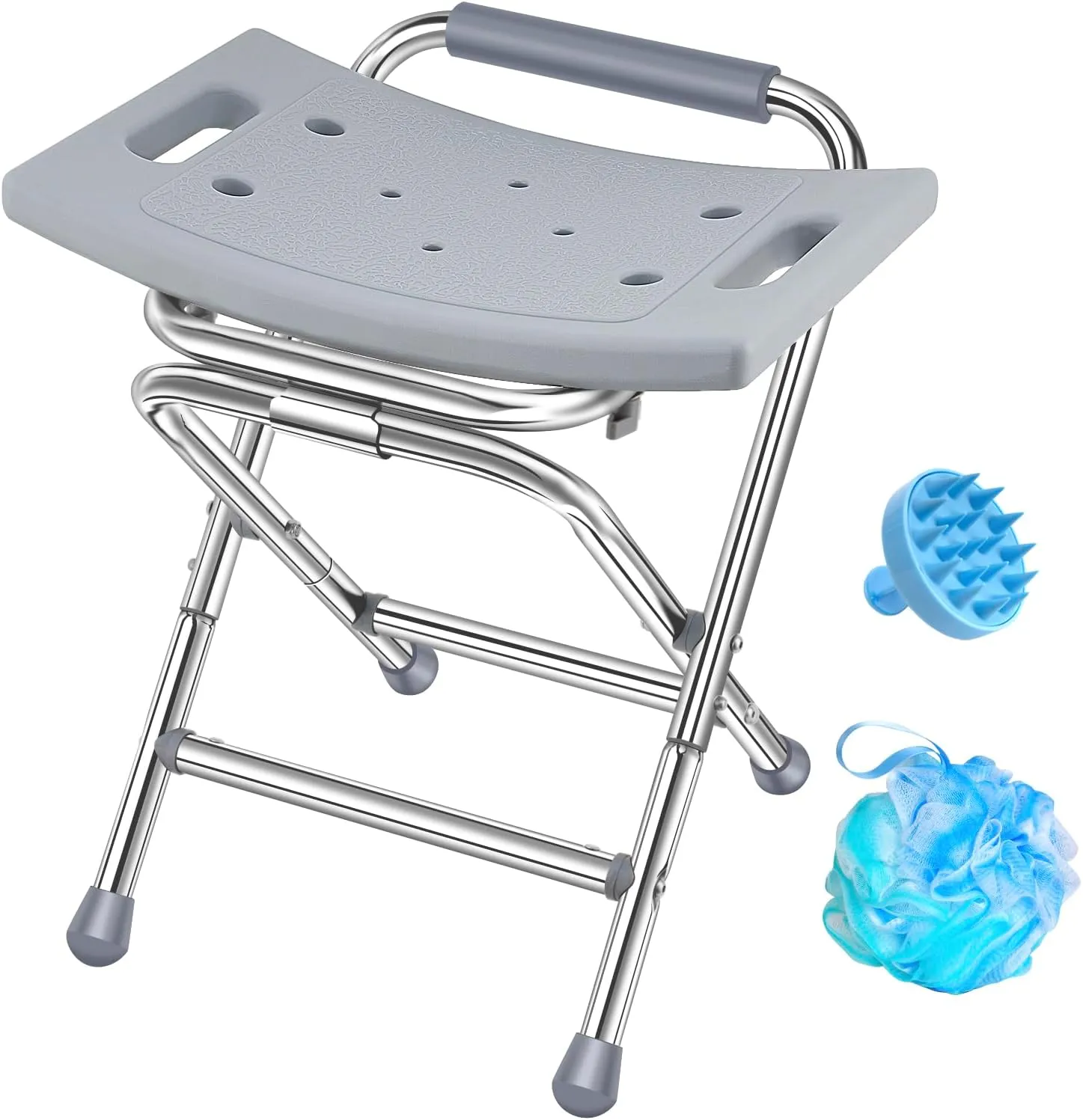 Folding Shower Chair for Elderly Seniors, Foldable Shower Stools and Benches for Adults, Bath Chair Shower Benches for The Disabled, Shower Seats, Blue Tub Chair