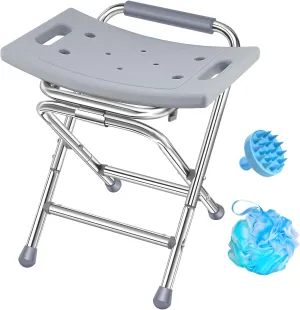 Folding Shower Chair for Elderly Seniors, Foldable Shower Stools and Benches for Adults, Bath Chair Shower Benches for The Disabled, Shower Seats, Blue Tub Chair