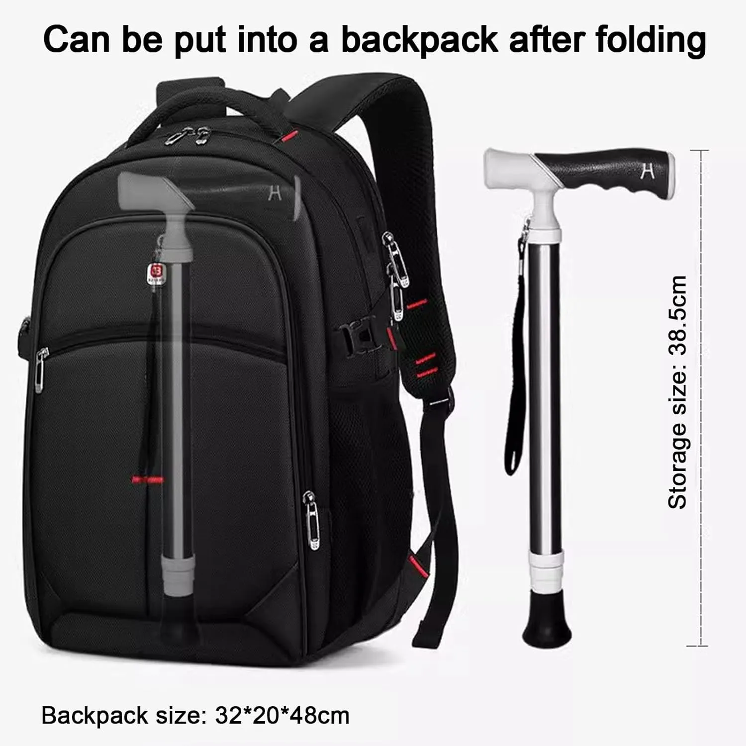 Folding Trekking Poles Hiking Sticks Compact for Travel 1 Pack Telescopic Trekking Poles Assistive Crutches for The Elderly Gift Box Packaging(A,38~105cm)