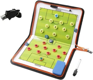 Football Soccer Coaches Magnetic Tactic Board,Dry Erase Coaching Clipboard,Foldable and Portable Coach Tool,Extra Professional Whistle Included