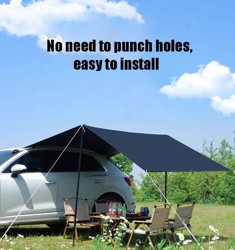 for Citro?n C1/C2/C3/C4/C5/C4 Cactus/C4 Picasso/C5 Aircross Camping Tarpaulin Car Awning Waterproof Hammock Rainproof Sunshade Rainproof Awning Outdoor,A Black-S