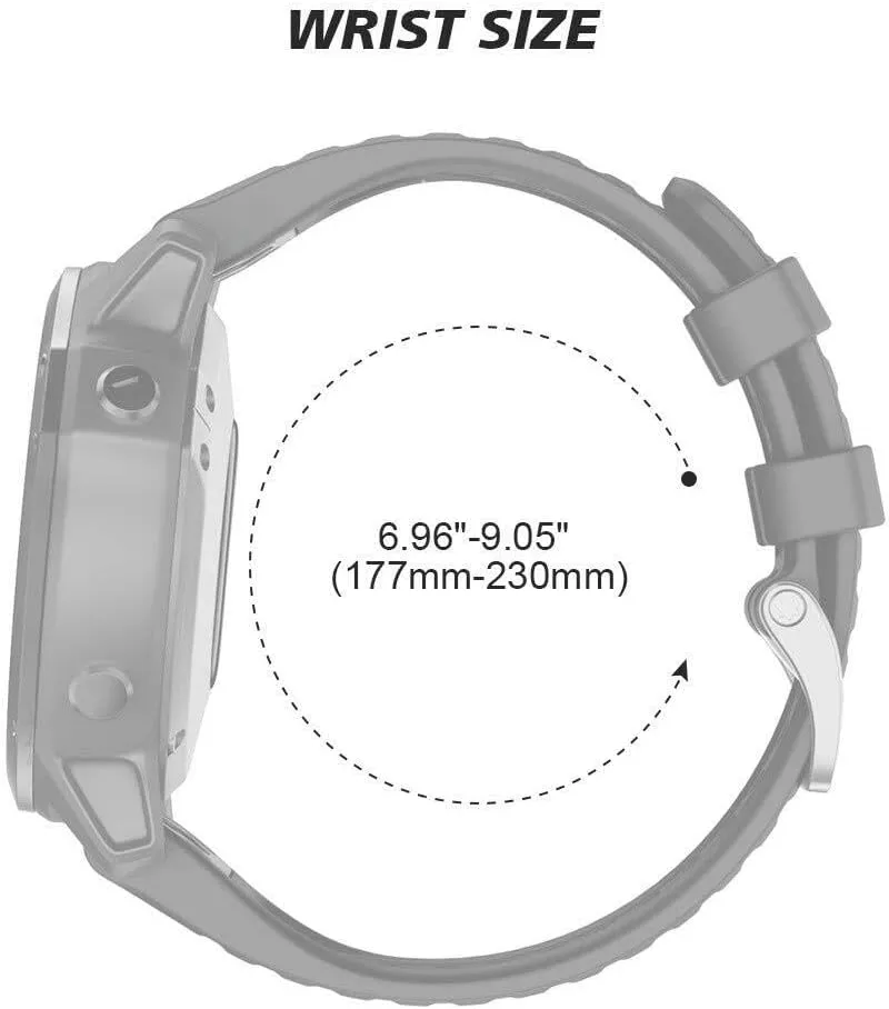 For Fenix 8 Bands 22MM Easy-fit Soft Silicone Watch Band Replacement for Fenix 7/Fenix 6 Pro/Fenix 5/Fenix 5 Plus/Approach S60/S62/Quatix 6 Smartwatches