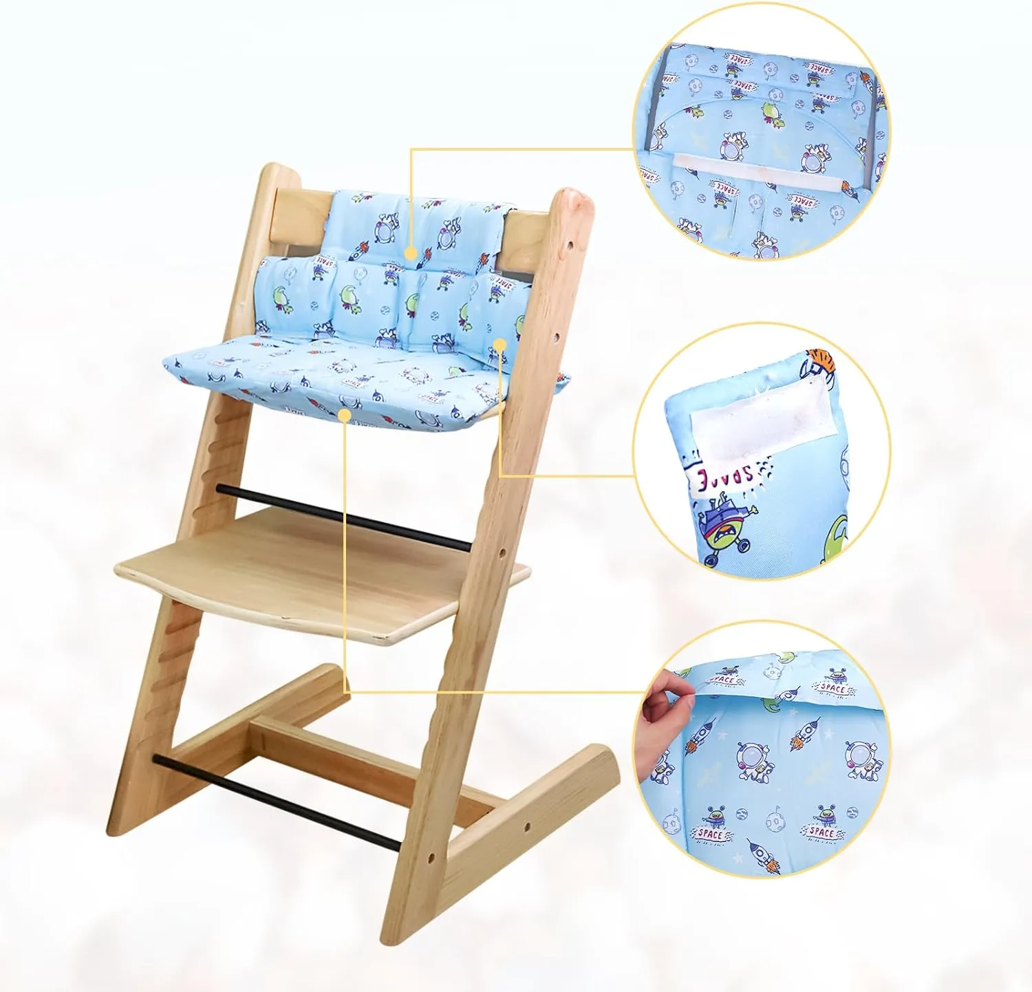 For Tripp Trapp High Chair Cushion, Soft And Comfortable For Tripp Trapp High Chair Cushion, With Two High Chair Placemat, For Tripp Trapp Cushion Set Makes It More Comfortable For Baby (Blue Space)