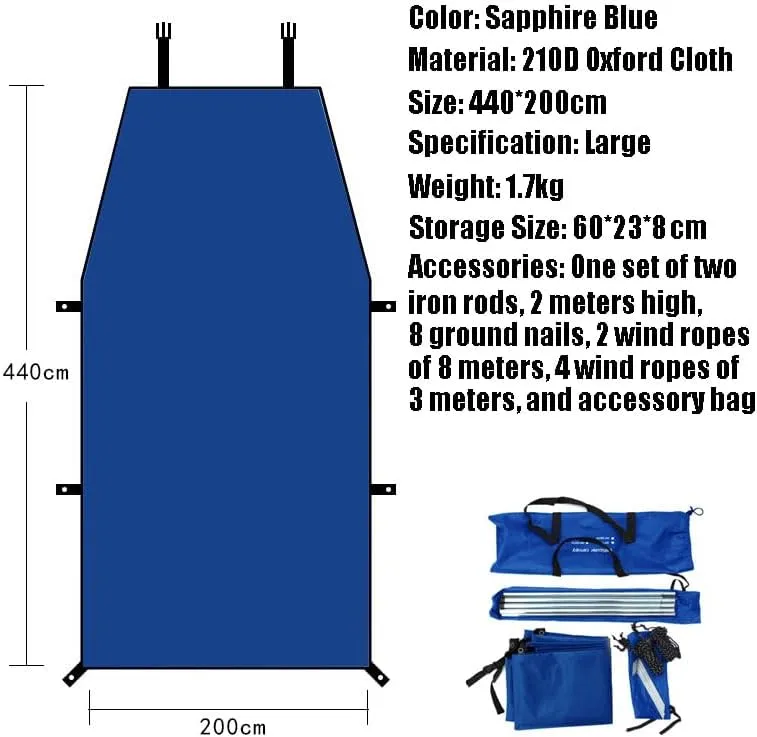 for Volkswagen T-ROC/Tiguan/Touran/Transporter Camping Tarpaulin Car Awning Waterproof Hammock Rainproof Sunshade Rainproof Awning Outdoor,C Blue-L