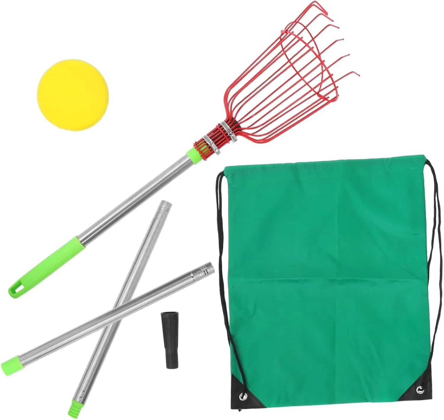 Fruit Picker Fruit Bag Fruit Grabber Reacher Tool Grabber Fruit Picks Picker Nut Picker Upper Blueberry Picker Fruit Basket Red Stainless Steel