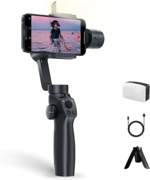 FUNSNAP Gimbal Stabilizer for Smartphone, 3-Axis Stabilization Phone Gimbal Handheld with Fill Light, Face Tracking Tiktok YouTube Vlog Stabilizer for Android iPhone 15 14 13 Pro Max