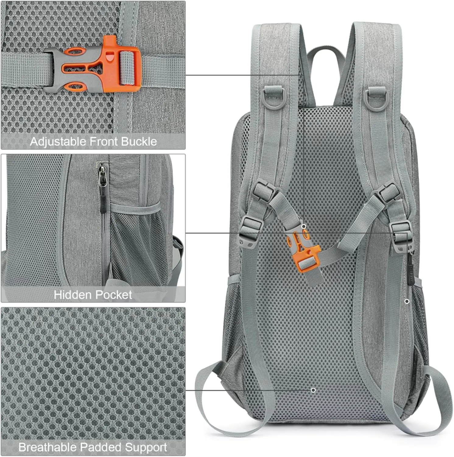 G4Free Mini 10L Hiking Daypack Small Hiking Backpack Cycling Compact Shoulder Backpack Outdoor for Men Women(Light Grey)