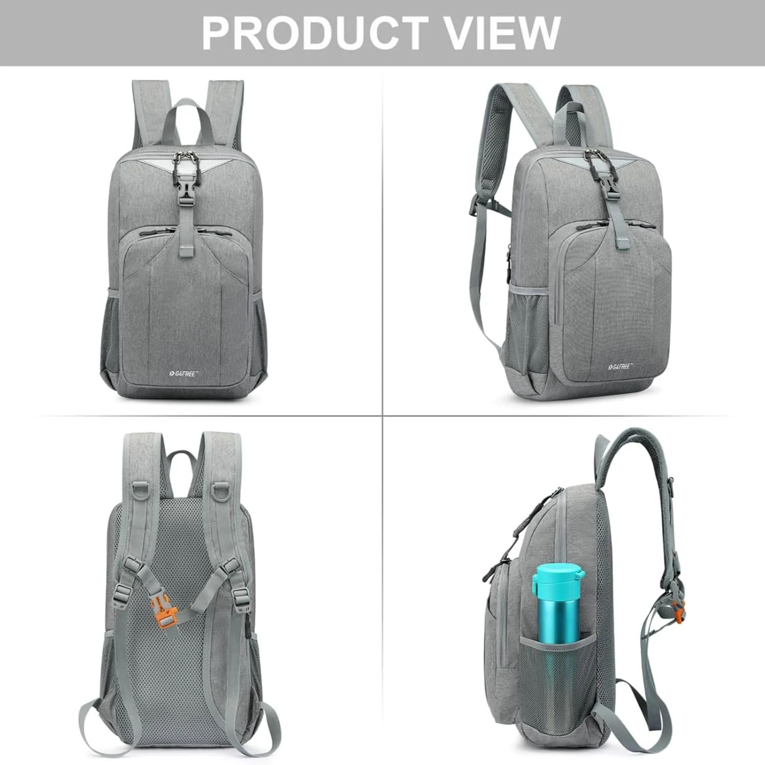 G4Free Mini 10L Hiking Daypack Small Hiking Backpack Cycling Compact Shoulder Backpack Outdoor for Men Women(Light Grey)