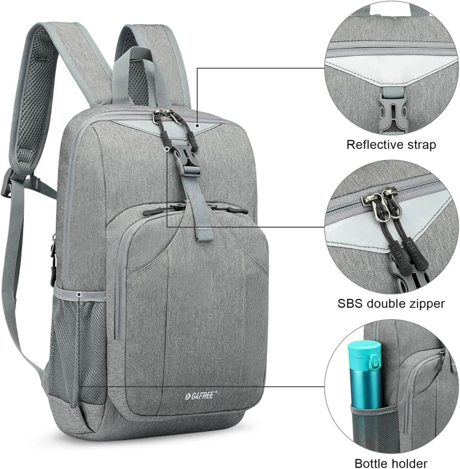 G4Free Mini 10L Hiking Daypack Small Hiking Backpack Cycling Compact Shoulder Backpack Outdoor for Men Women(Light Grey)