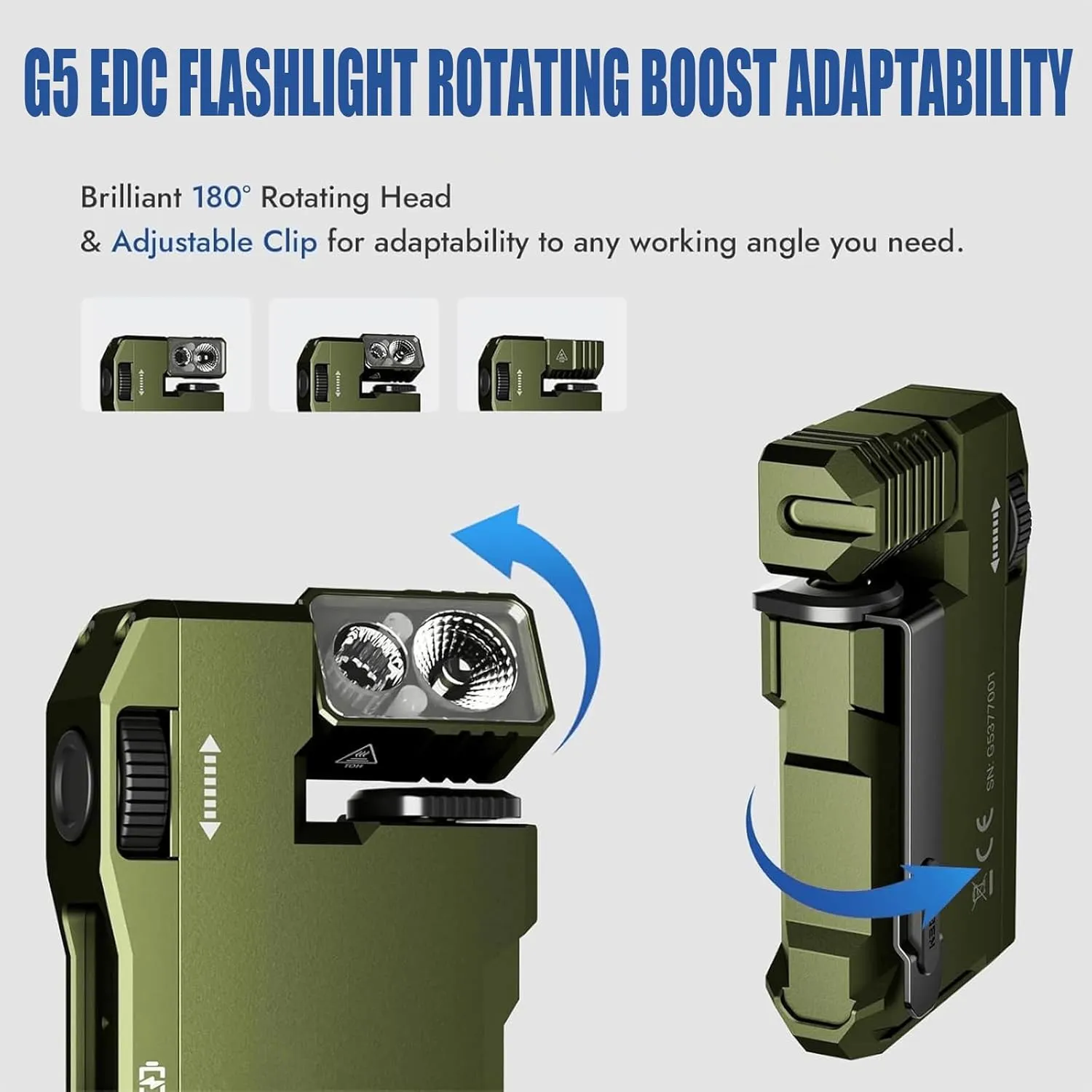 G5 EDC Flashlight, 400 Lumens Dual Light Sources Mini Flashlight with RGB Light, Magnetic Keychain Flashlight for Outdoor, Emergency & Daily Carry (2pcs Green)