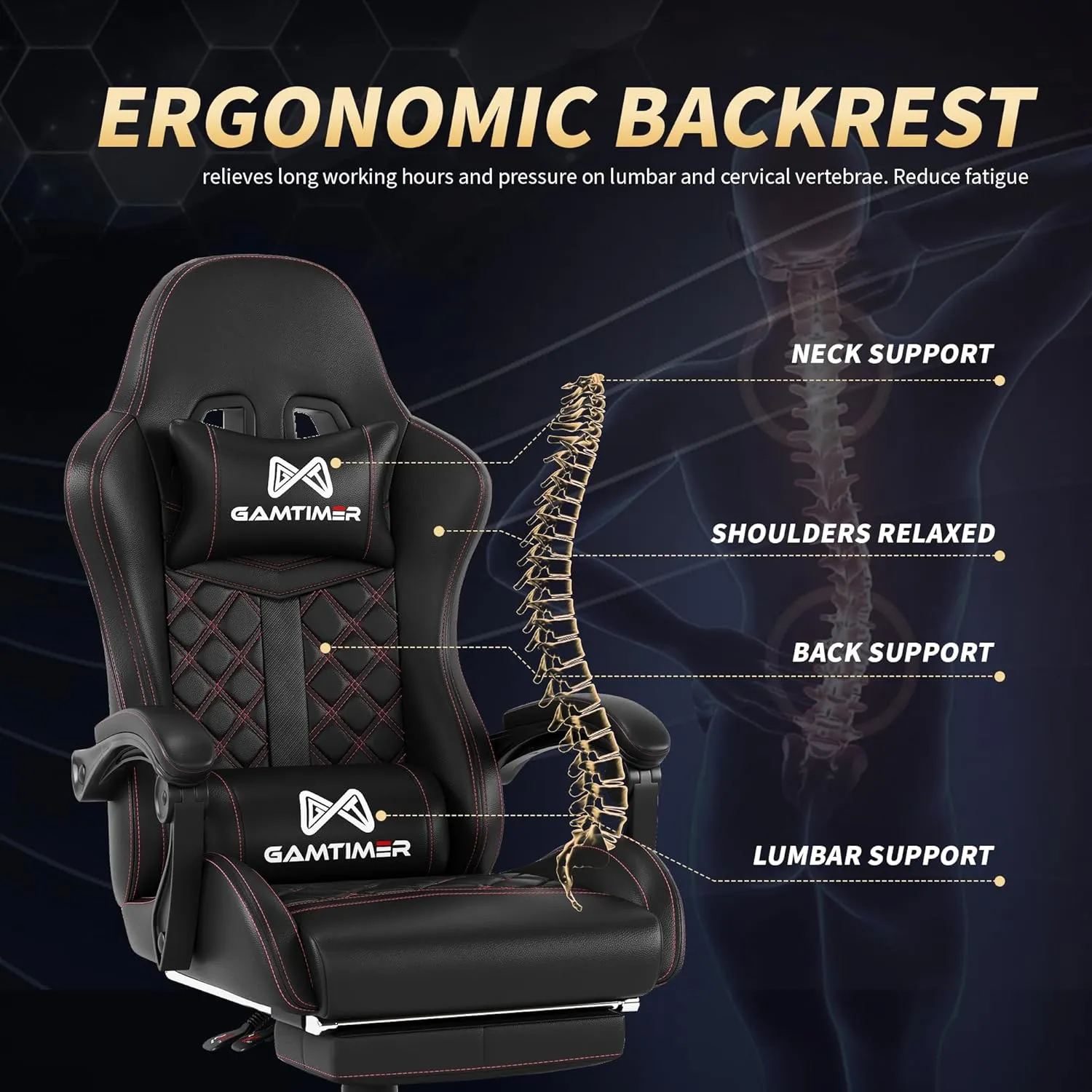 Gaming Chair,Computer Chair with Footrest and Lumbar Support,Breathable PU Leather,4D Lumbar Support and Headrest,360 Degree Swivel Chair with Adjustable Ergonomic Backrest for Adults(Black)