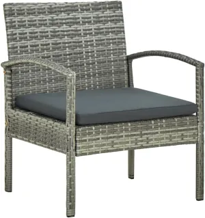 Garden Chairs, Lounge Chair, Patio Chair with Cushion, Easy to Clean Suitable for Indoor, Patio, Deck, Front Porch, Garden Poly Rattan Gray