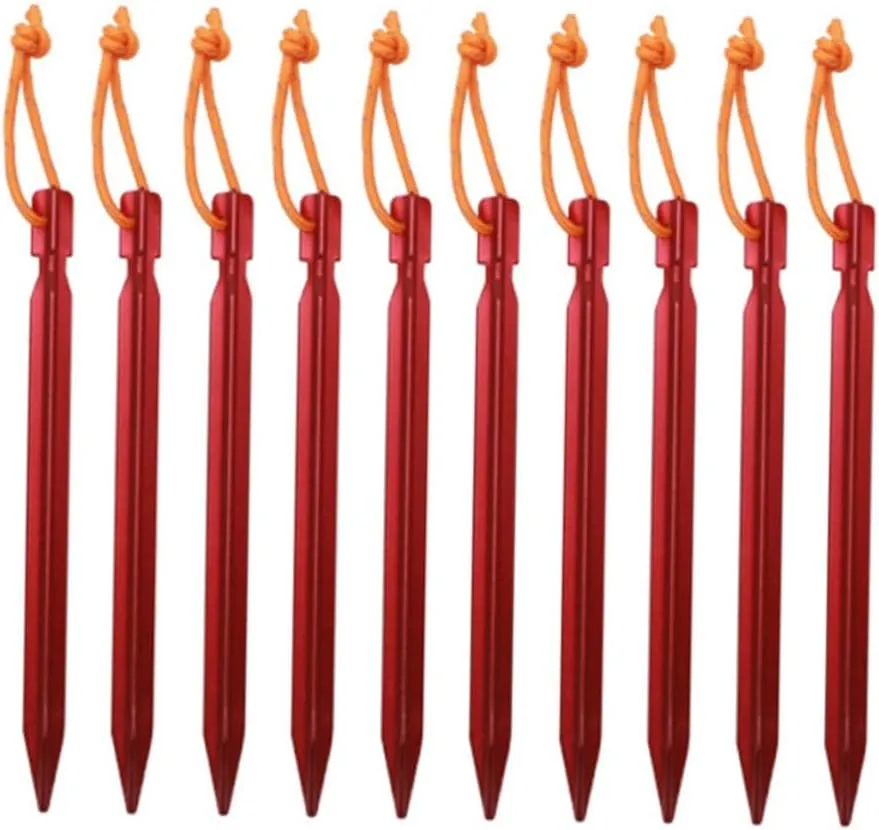 Garden Pegs,Tent Pegs，Camping Tents 10pcs Tents Tent Pegs Tent Accessory for Fastening Tent Camping Tent Stakes Peg Nail Ultralight Tent, Red