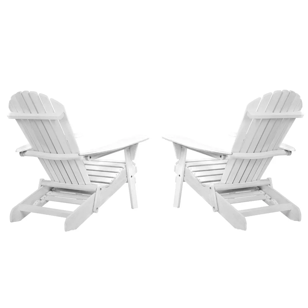 Gardeon 2PC Adirondack Outdoor Chairs Wood Foldable Sun Lounge Patio Furniture