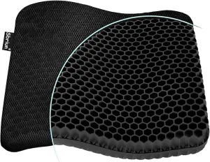 Gel Seat Cushion for Long Sitting Pressure Relief - Wheelchair Cushions for Pressure Sores - Coccyx, Sciatica & Tailbone Pain Relief Cushion - Non-Slip Butt Pillow for Office, Home, Car (Black)