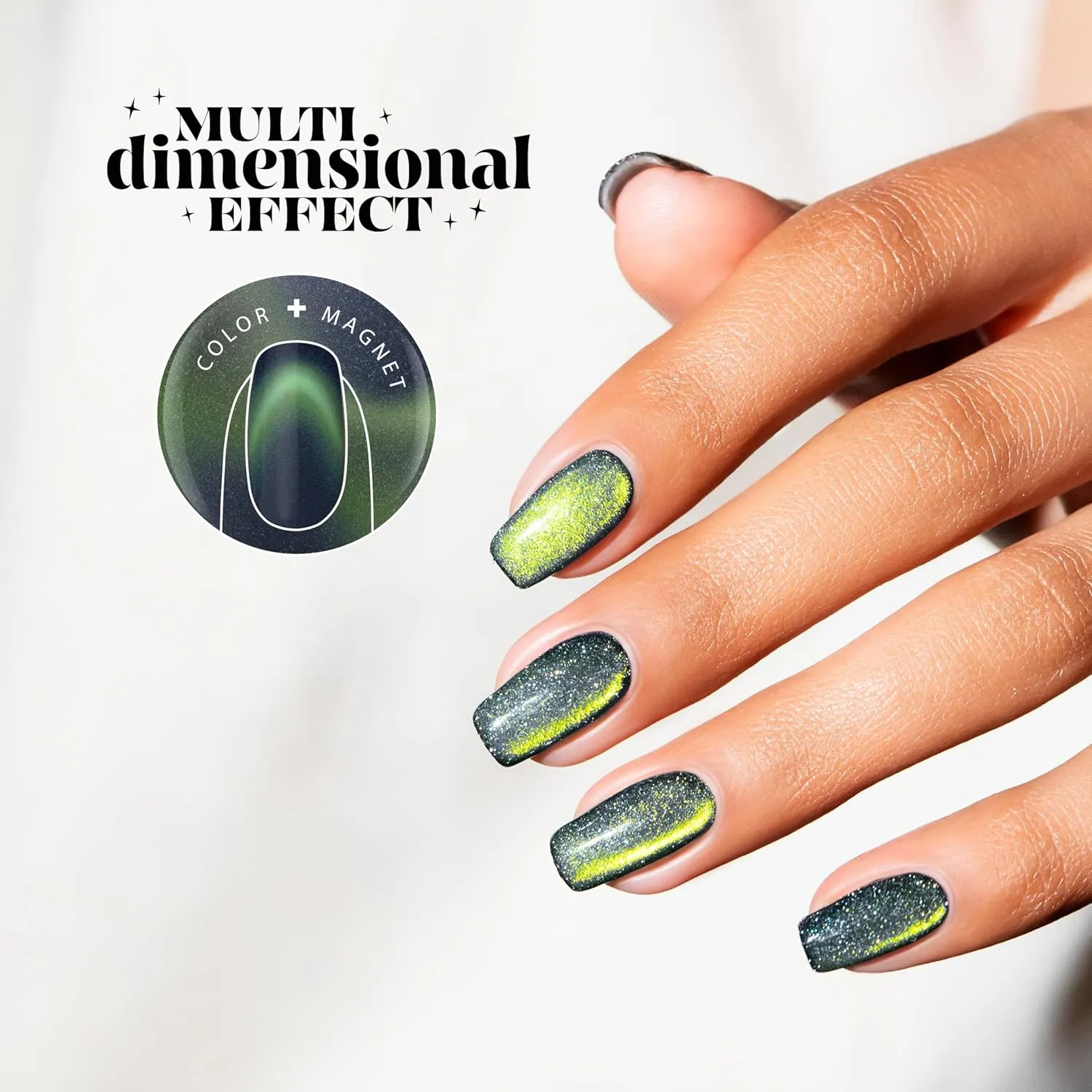 Gelish Aurora Cat Eye Effect Magnet Gel Polish – Reflective Flash Glitter Galaxy, Multi-Dimensional Iridescent Shimmer, Soak-Off, Vegan & Cruelty-Free. (Big Bang For Your Buck, 15mL)