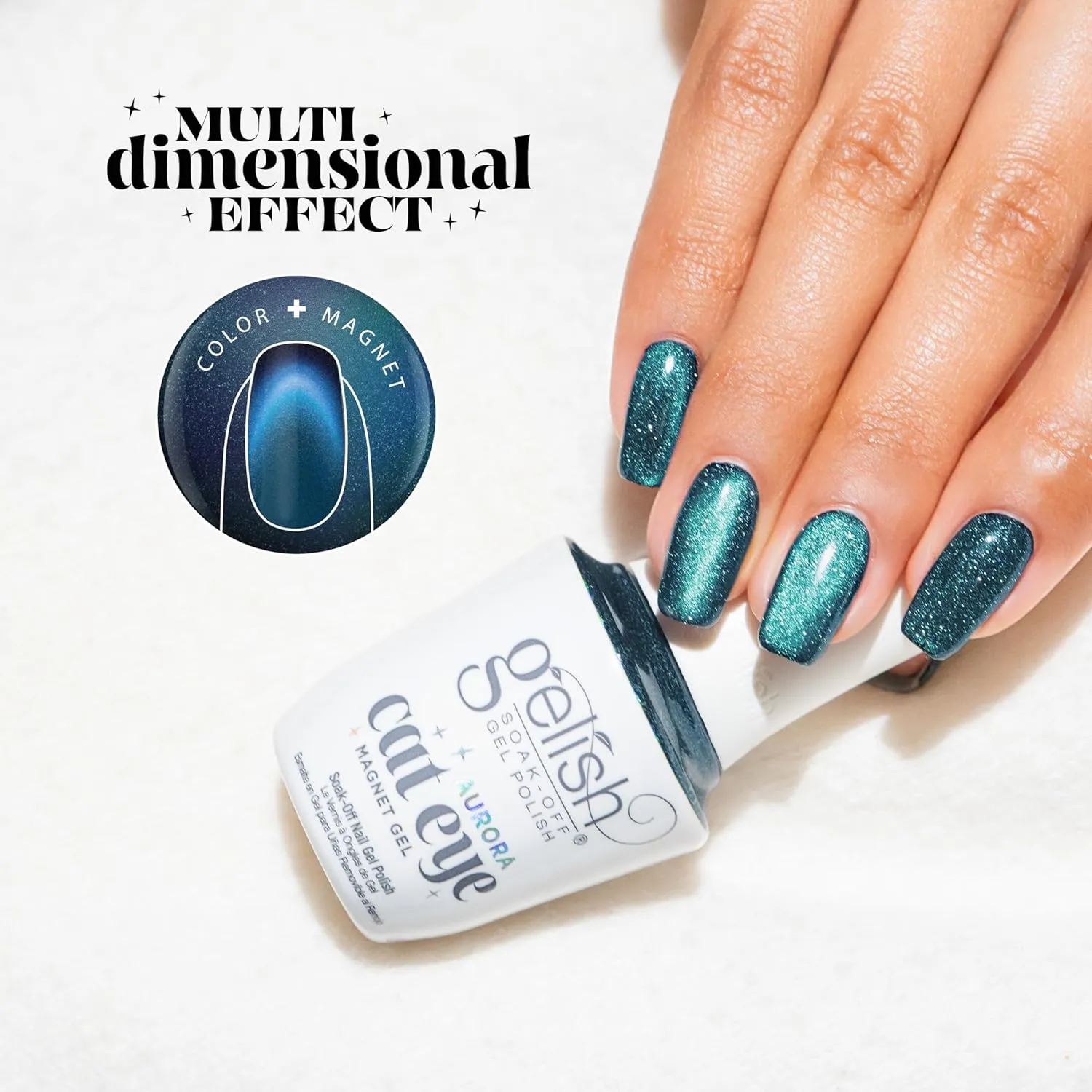 Gelish Aurora Cat Eye Effect Magnet Gel Polish – Reflective Flash Glitter Galaxy, Multi-Dimensional Iridescent Shimmer, Soak-Off, Vegan & Cruelty-Free. (Come Sky With Me, 15mL)