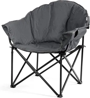 Giantex Portable Camping Chair, Moon Saucer Chair, Outdoor Folding Chair with Soft Padded Seat, Lawn Chair with Cup Holder and Carry Bag (Grey)
