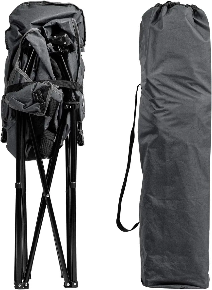 Giantex Portable Camping Chair, Moon Saucer Chair, Outdoor Folding Chair with Soft Padded Seat, Lawn Chair with Cup Holder and Carry Bag (Grey)