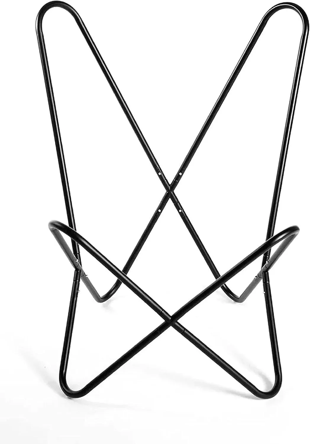 GifteQ Leather Butterfly Chair for Living Room for Adults Cow Print/Cowhide Western Accent Chair for Relaxing with Foldable Iron Frame Brown Boho Alite Chair for Home Decor (Black)