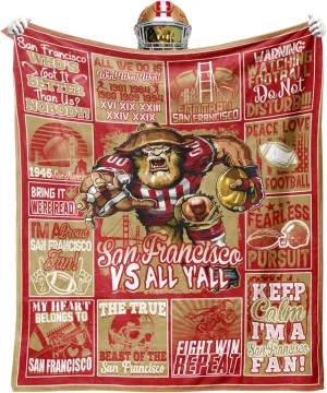 Gifts for Men, Football Gear Throw Blanket, Red Football Team Gifts for Men Women Fans, Sports and Outdoors Blanket for Sofa Bed Chair 60"x50"