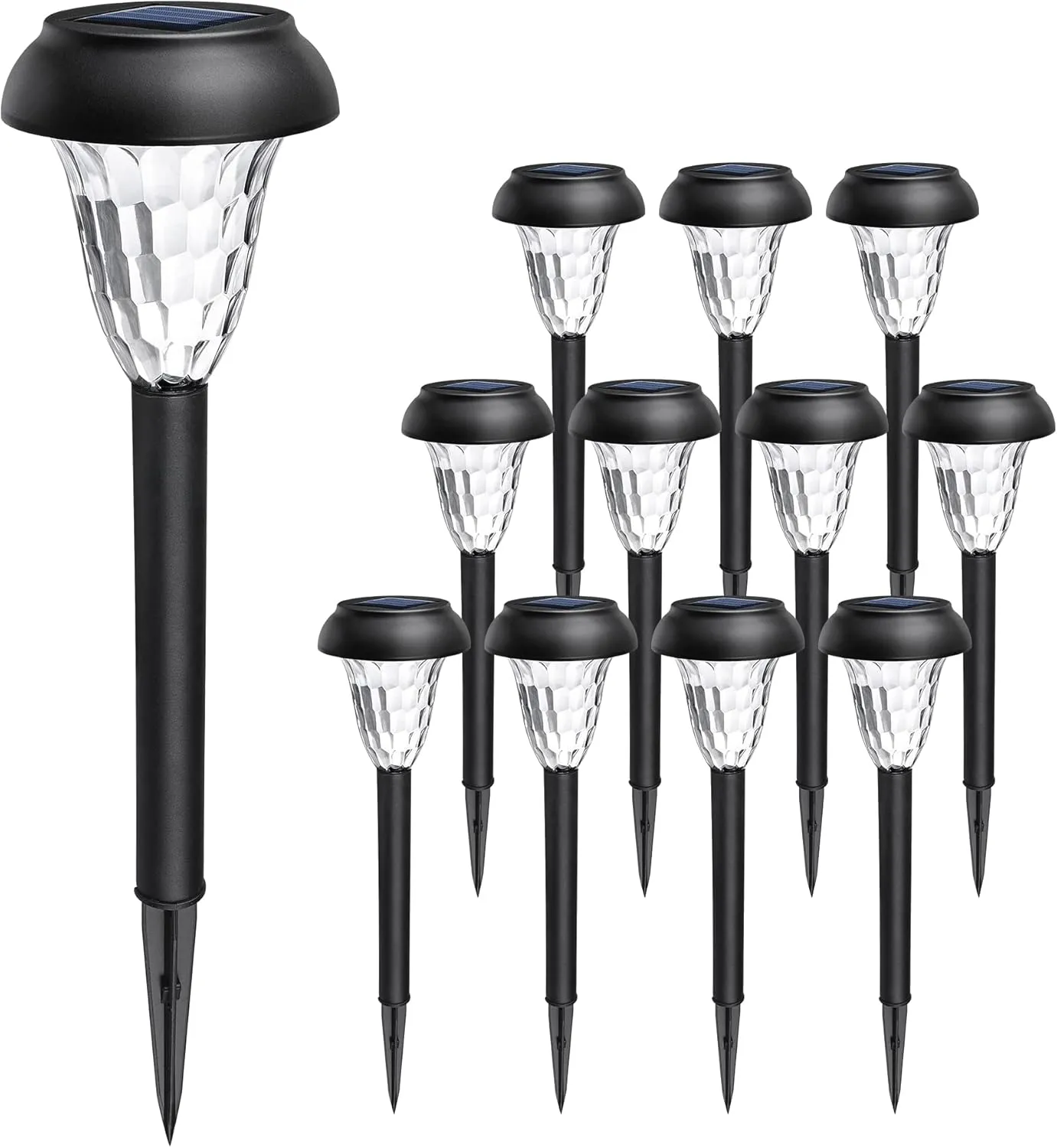 GIGALUMI 12 Pack Solar Light Outdoor Waterproof, Cool White Pathway Lights Solar Powered, Landscape Lighting, Garden Lights for Decor, Patio, Garden, Yard, Pathways, Walkway