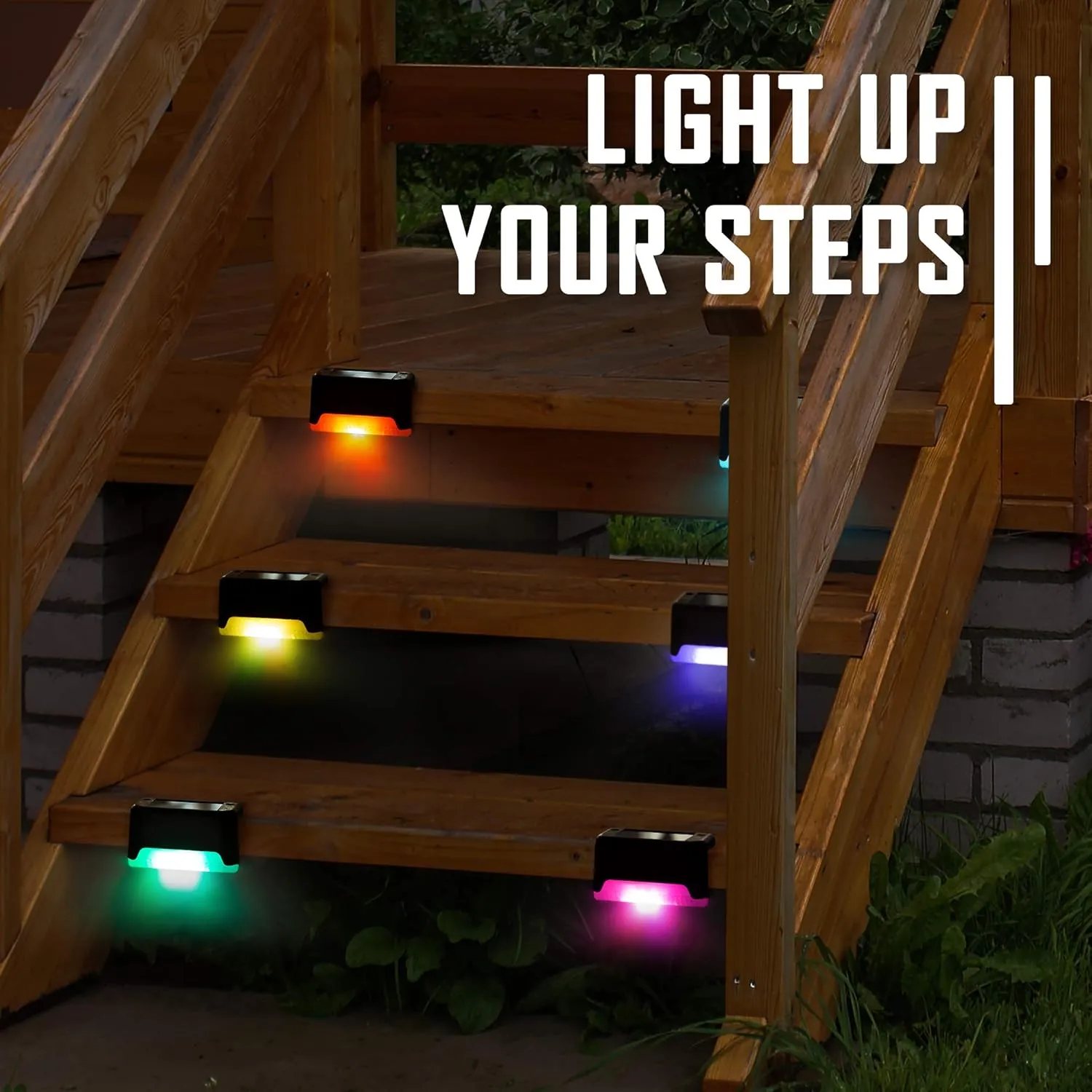 GIGALUMI 16 Pack Color Changing Solar Deck Lights Outdoor Waterproof for Outdoor Stair, Step, Fence, Patio and Yard.