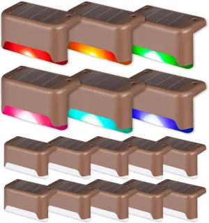 GIGALUMI 16 Pack Color Changing Solar Deck Lights Outdoor Waterproof for Outdoor Stair, Step, Fence, Patio and Yard.