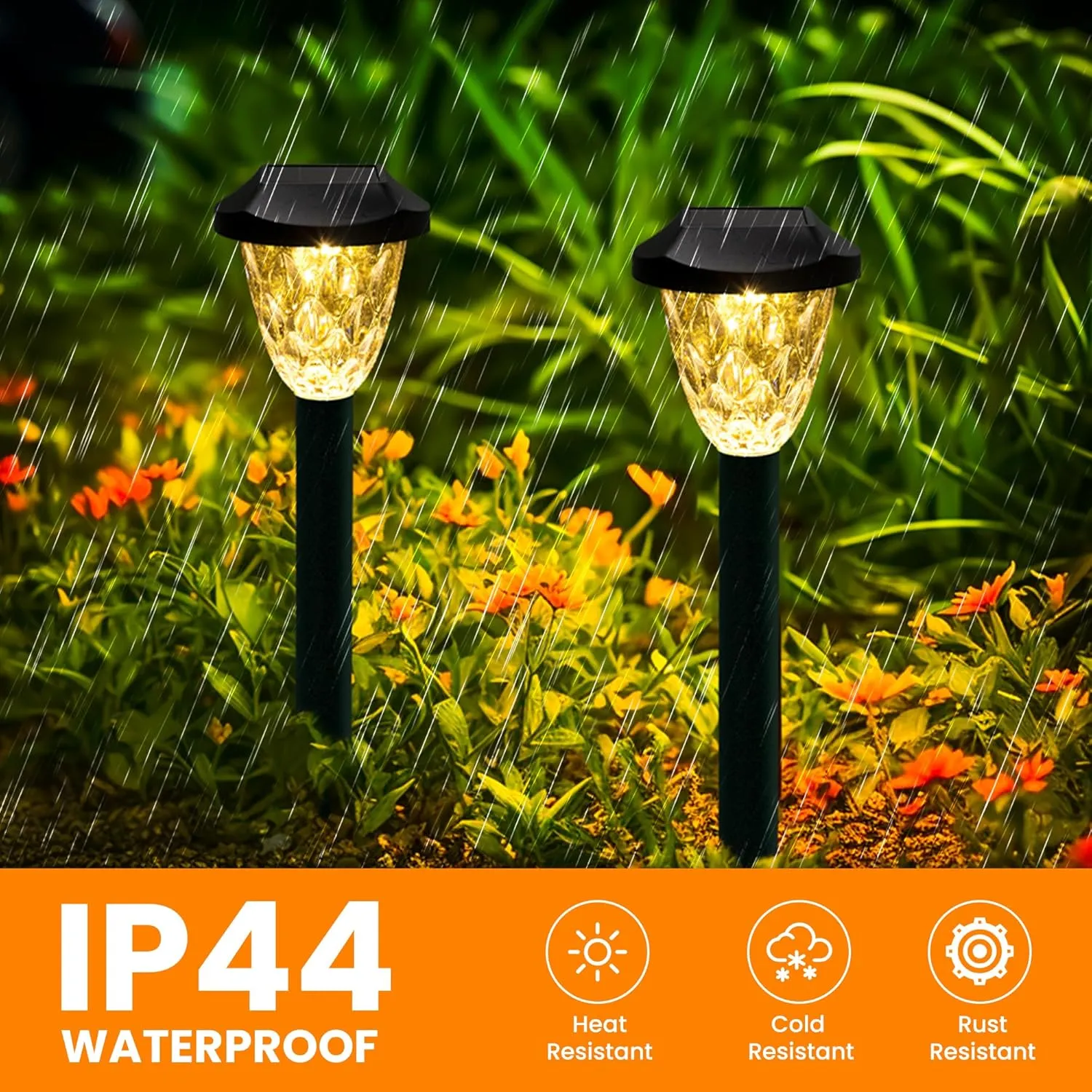 GIGALUMI 8 Pack Solar Lights Outdoor, Solar Pathway Lights with Great Pattern, Waterproof Auto On/Off Solar Powered Light for Outside Yard Garden Walkway Driveway Lawn Pathway