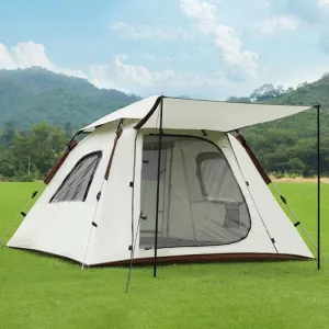 GIZNXBA Family Camping Tent with Canopy Tarp,3-4 Person Pop Up Beach Canopy Tent with Porch, Waterproof Pop Up Instant Tent for Family Outdoor Camping, Hiking,Picnic