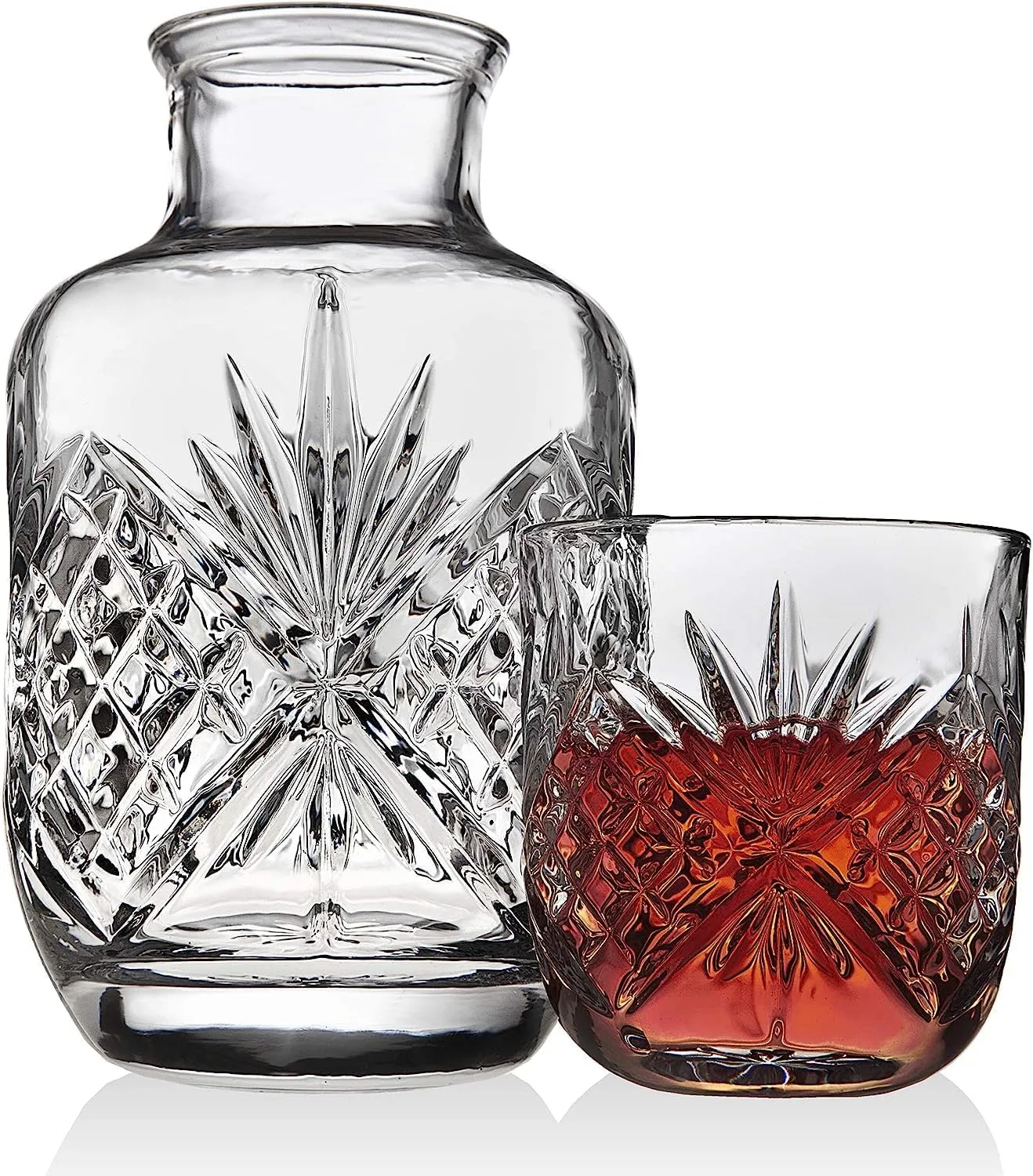 Godinger Bedside Night Carafe - Cup and Bottle to Keep Next To Your Bed for a Handy Midnight Drink, 16oz