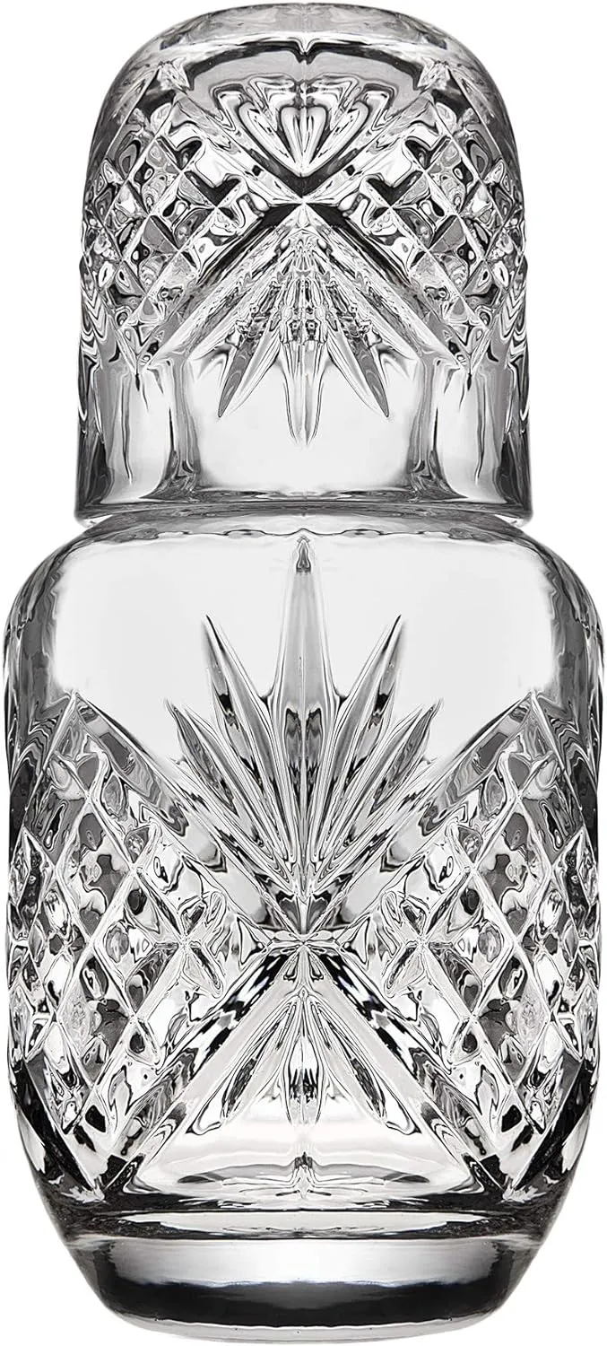 Godinger Bedside Night Carafe - Cup and Bottle to Keep Next To Your Bed for a Handy Midnight Drink, 16oz