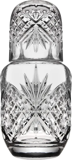 Godinger Bedside Night Carafe - Cup and Bottle to Keep Next To Your Bed for a Handy Midnight Drink, 16oz