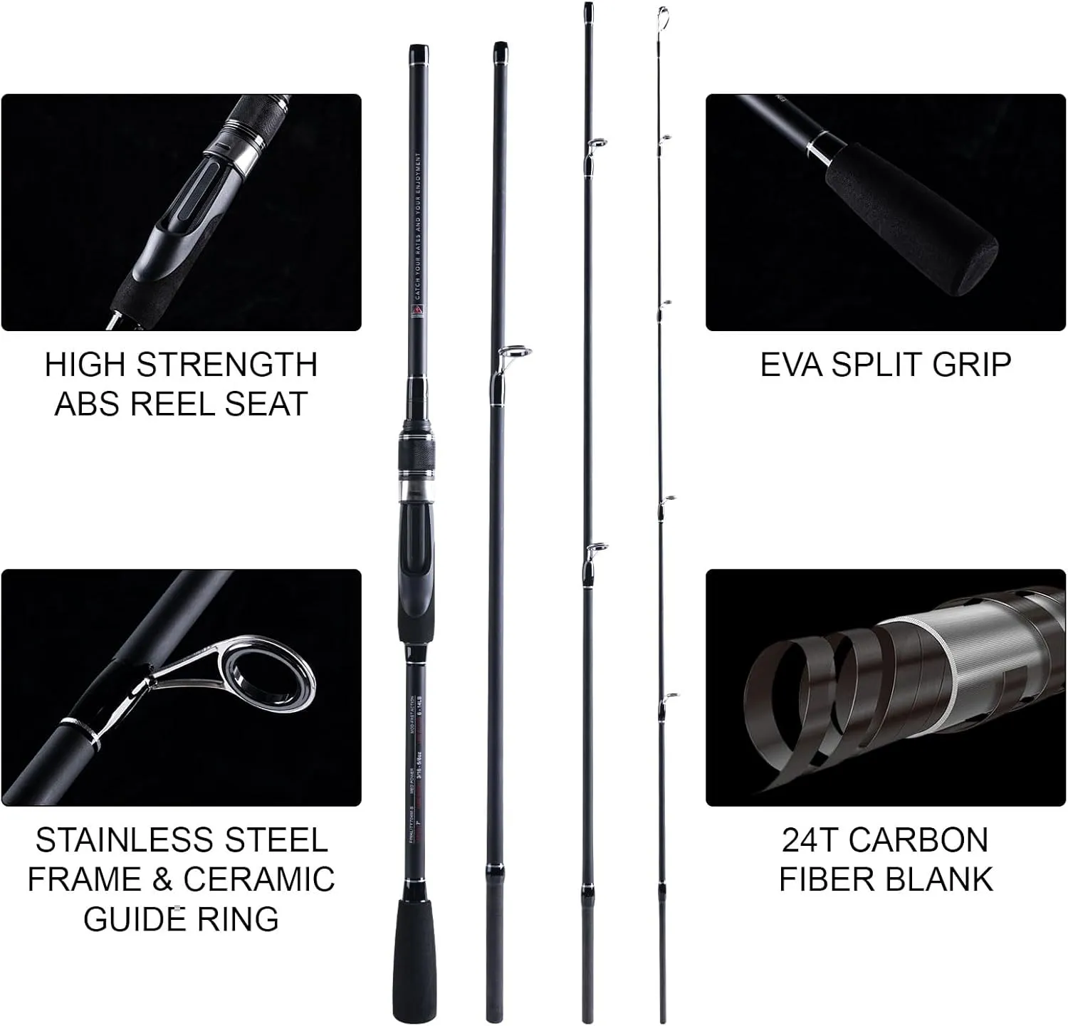 Goture Travel Fishing Rods, 4 Piece Fishing Pole with Case/Bag, Casting/Spinning Rod,Ultralight Fishing Baitcasting Rod 7ft for Saltwater Trout, Bass, Walleye, Pike