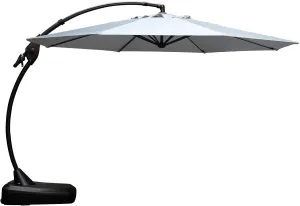 Grand patio 12 FT Sunbrella Cantilever Umbrella with Base Outdoor Round Aluminum Offset Umbrella Shade with Tilt Adjustment (Granite, 12 FT-SUNBRELLA)